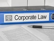 Blue folder with the label Corporate Law