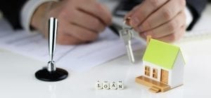 House Agents hands a contract loan mortgage
